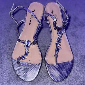 Touch of Nina silver jeweled sandals 8.5